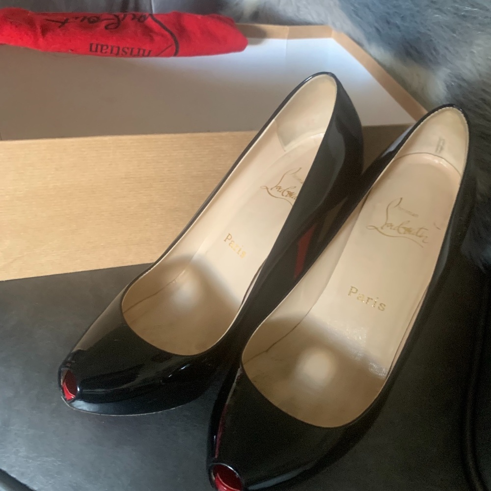 Christian Louboutin Patent Leather Peep-toe Pumps